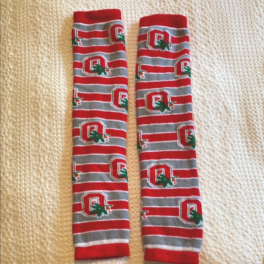 Ohio State Buckeyes Striped Red and Gray Leg Warmers